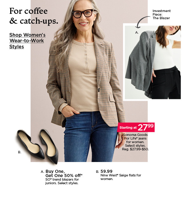 for coffee and catch-ups. shop women's wear-to-work styles.