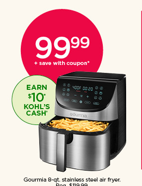 99.99 plus save with coupon Gourmia 8-qt. stainless steel air fryer.