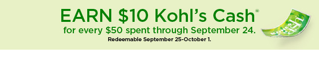 earn $10 kohls cash for every $50 spent. not valid on sephora at kohl's. shop now.