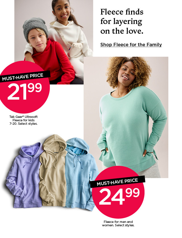fleece finds for layering on the love. shop fleece for the family.