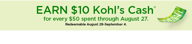 earn $10 kohls cash for every $50 spent. not valid on sephora at kohl's. shop now.