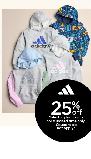 25% off select adidas styles on sale for a limited time only. coupons do not apply. shop kids' adidas.