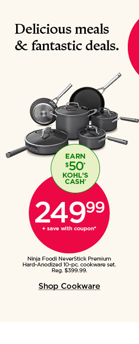 249.99 plus save with coupon Ninja Foodi NeverStick Premium Hard-Anodized 10-pc. cookware set. Shop cookware set.