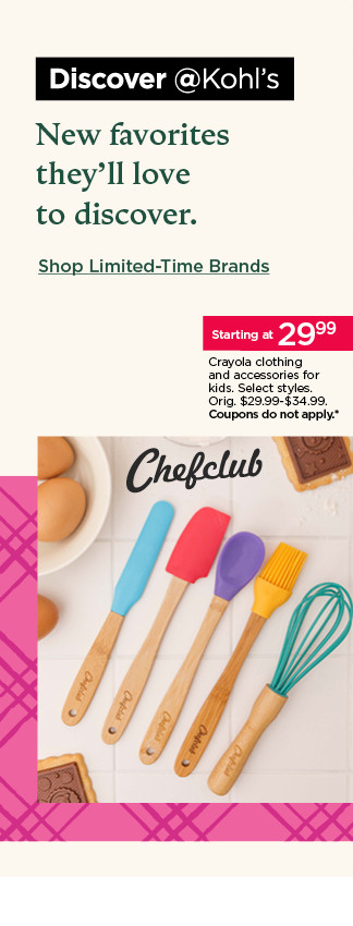 starting at 29.99 crayola clothing and accessories for kids. select styles. coupons do not apply.