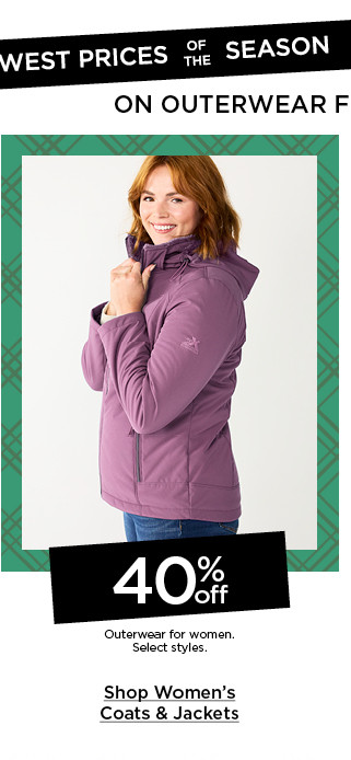 40% off outerwear for women. select styles. shop women's coats & jackets.