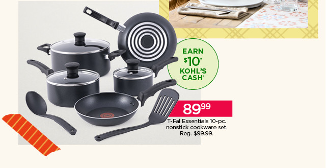 89.99 t-fal essentials 10-pc. nonstick cookware set. shop dining and drinkware.