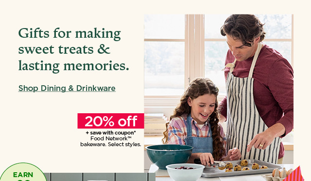 20% off plus save with coupon food network bakeware. select styles. shop dining and drinkware.