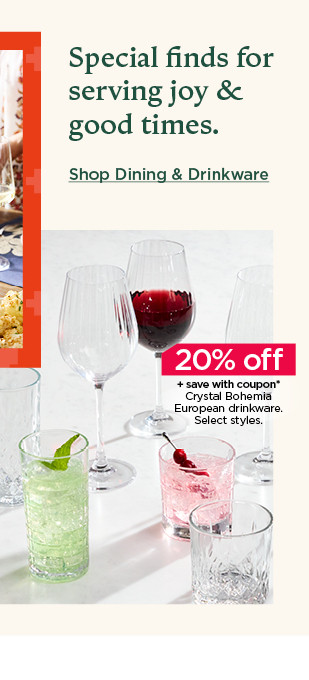 20% off plus save with coupon crystal bohemia european drinkware. select styles. shop dining and drinkware.