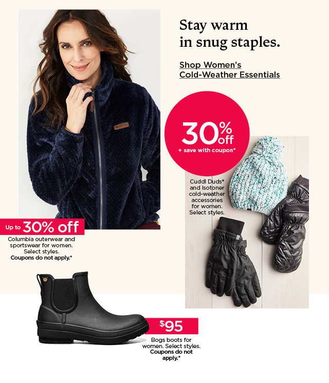 cool deals on cold-weather staples. shop women's cold-weather essentials.