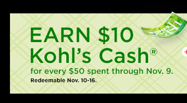 earn $10 kohls cash for every $50 spent.