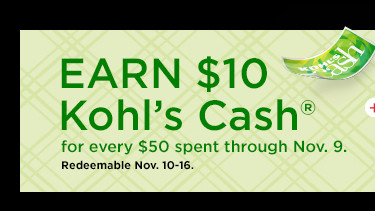 earn $10 kohls cash for every $50 spent.