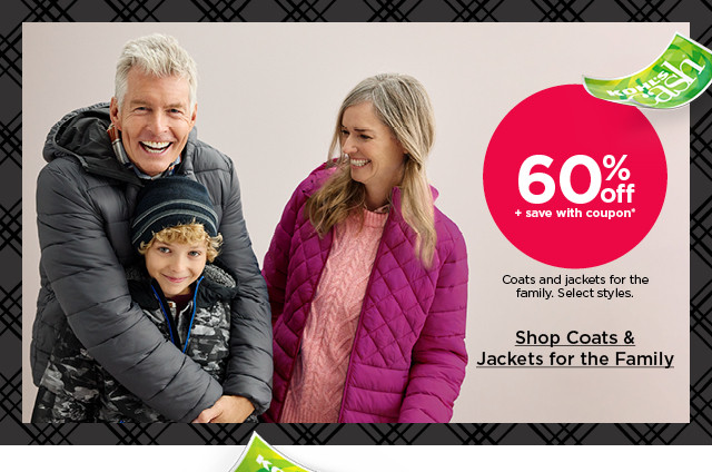 60% off coats and jackets for the family. select styles. shop coats and jackets for the family.