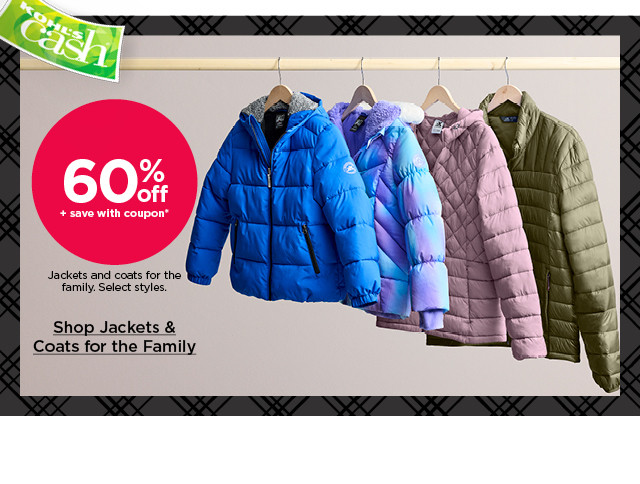 60% off plus save with coupon jackets and ocats for the family. select styles. shop jackets and coats for the family.