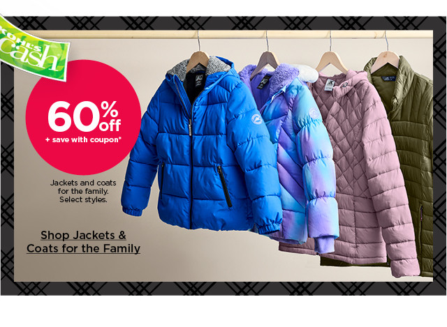 60% off plus save with coupon jackets and coats for the family. select styles. shop jackets & coats for the family.