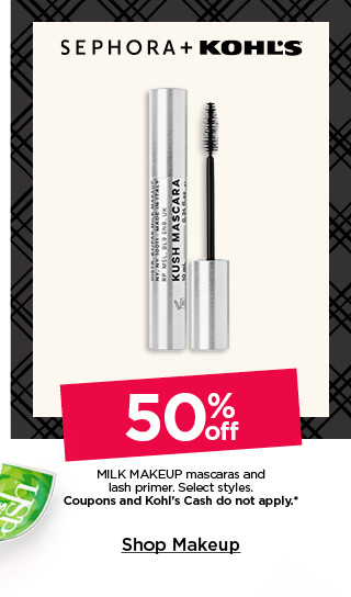 50% off milk makeup mascaras and lash primer. select styles. coupons and kohls cash do not apply to sephora. shop makeup.