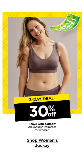 3 day deal. 30% off plus save with coupon all jockey intimates for women. shop jockey for women.