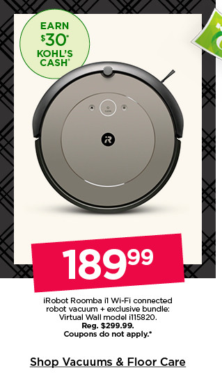 189.99 irobot roomba i1 wi-fi connected robot vacuum plus exclusive bunudle. virtual wall model i115820. coupons do not apply. shop vacuums and floor care.