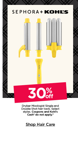 30% off drybar mixologist single and double shot hair tools. select styles. coupons and kohls cash do not apply. shop hair care.