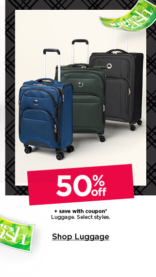 50% off plus save with coupon on luggage. select styles. shop luggage.