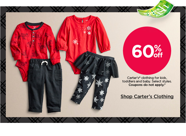 60% off carter's clothing for kids, toddlers and baby. select styles. coupons do not apply. shop carter's clothing.