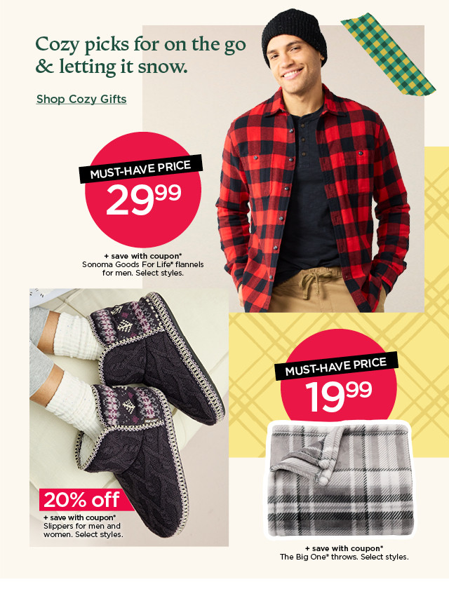 cozy picks for on the go and letting it snow. shop cozy gifts.