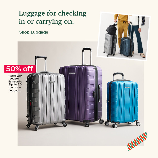 50% off plus save with coupon on samsonite ziplite 5.0 hardside luggage. select styles. shop luggage.