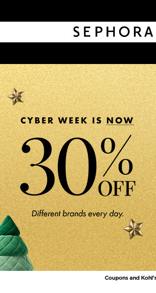 cyber week is now. 30% off different brands every day.