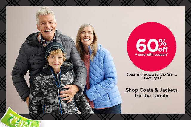 60% off plus save with coupon jackets and coats for the family. select styles. shop jackets & coats for the family.
