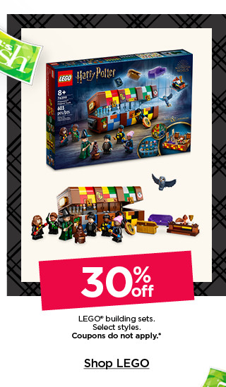 30% off lego building sets. select styles. coupons do not apply. shop lego.