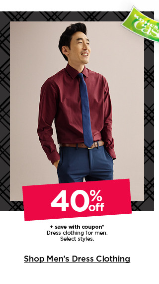 40% off plus save with coupon on dress clothing for men. select styles. shop men's dress clothing.