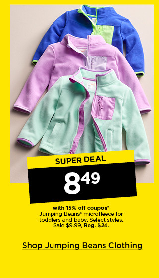 super deal 8.49 with 15% off coupon on jumping beans microfleece for toddlers and baby. select styles. shop jumping beans clothing.