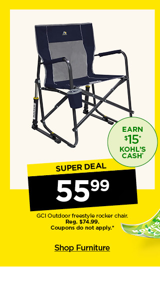 super deal. 55.99 GCI outdoor freestyle rocker chair. coupons do not apply.