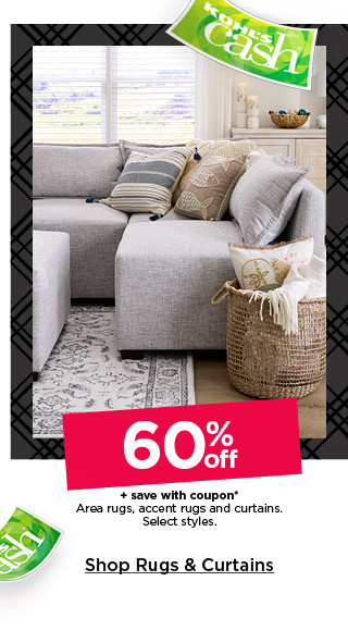 60% off plus save with coupon area rugs, accent rugs and curtains. select styles. shop rugs and curtains.