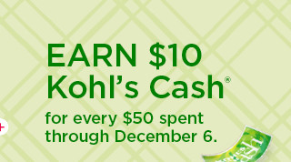 earn $10 kohls cash for every $50 spent. not valid on sephora at kohl's. shop now.