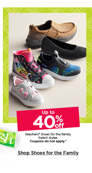 up to 40% off skechers shoes for the family. select styles. coupons do not apply. shop shoes for the family.