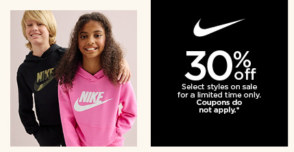 30% off nike select styles on sale for a limited time only. coupons do not apply. shop now.