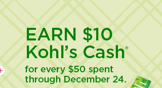 earn $10 kohls cash for every $50 spent. not valid on sephora at kohl's. shop now.