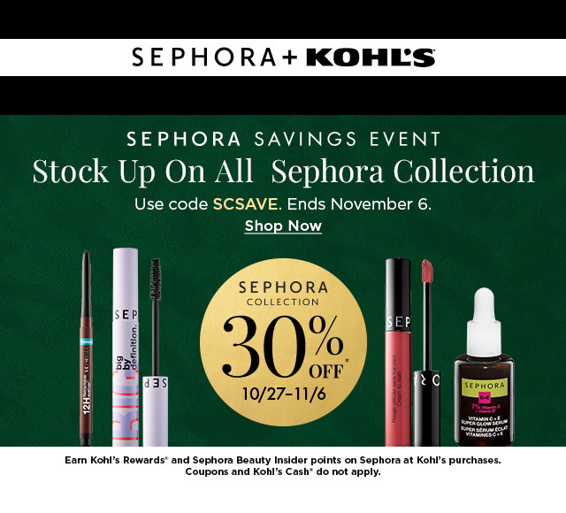 sephora savings event. stock up on all sephora collection. use code SCSAVE. shop now.