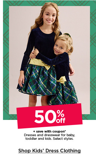 50% off plus save with coupon on dresses and dresswear for baby, toddler and kids. select styles. shop kids' dress clothing.