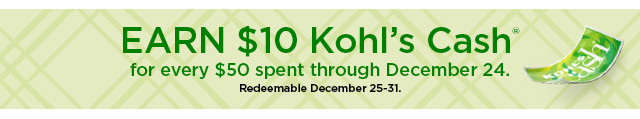 earn $10 kohls cash for every $50 spent. not valid on sephora at kohl's. shop now.