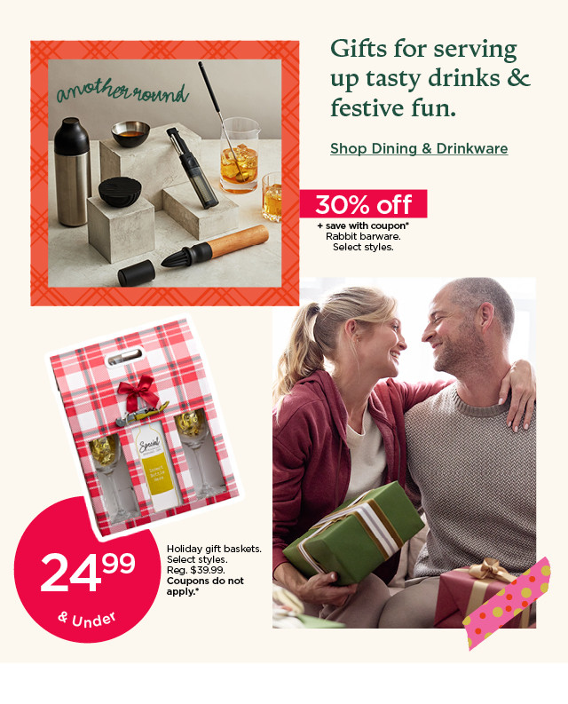 gifts for serving up tasty drinks and festive fun. shop dining and drinkware.