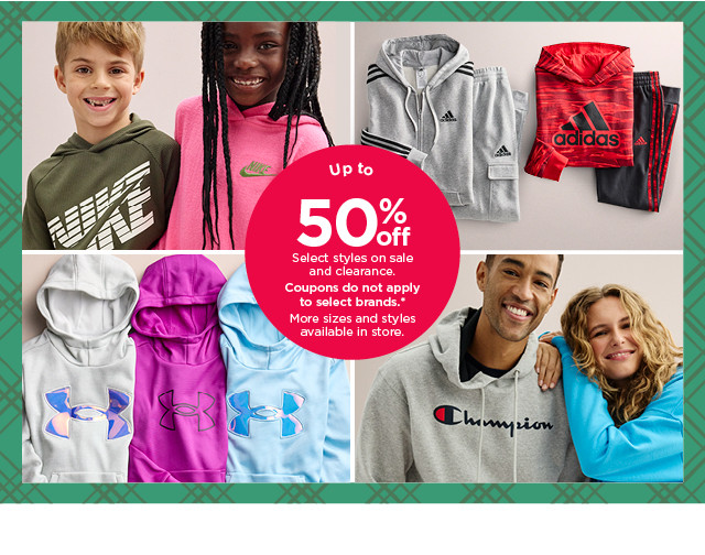 up to 50% off select styles on sale and clearance. coupons do not apply. shop activewear for the family.