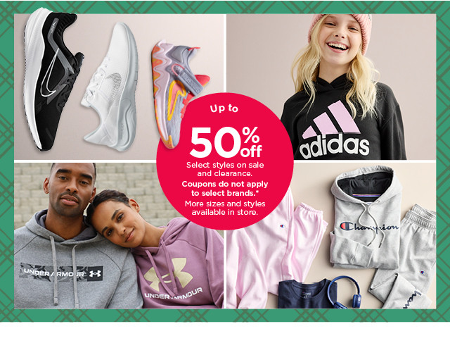 up to 50% off select styles on sale and clearance. coupons do not apply. shop activewear for the family.