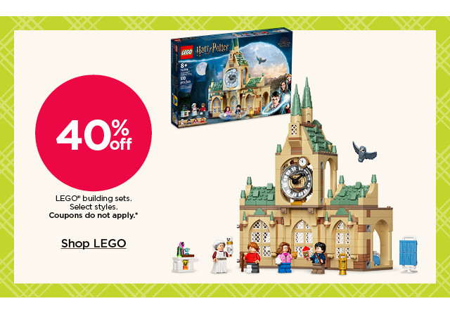 30% off lego building sets. select styles. coupons do not apply. shop lego.