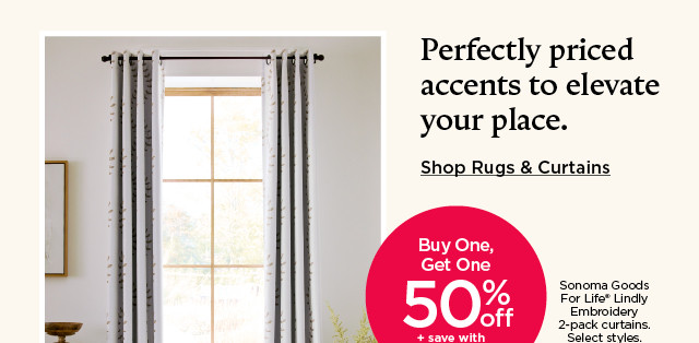 buy one get one 50% off plus save with coupon sonoma goods for life lindly embroidery 2-pack curtains. select styles. shop rugs and curtains.