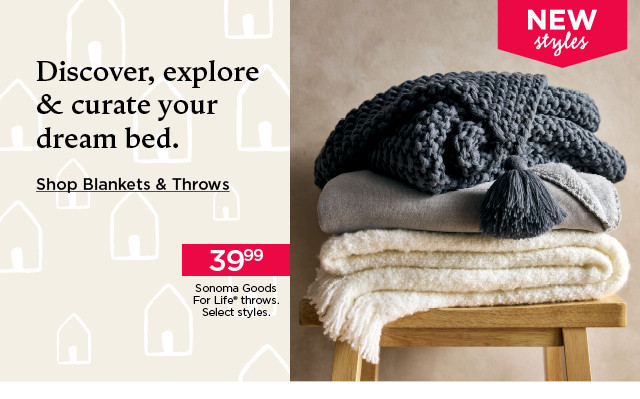 discover, explore and curate your dream bed. shop blankets and throws.