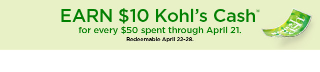 earn $10 kohls cash for every $50 spent. not valid on sephora at kohl's. shop now.