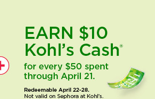 earn $10 kohls cash for every $50 spent. not valid on sephora at kohl's. shop now.