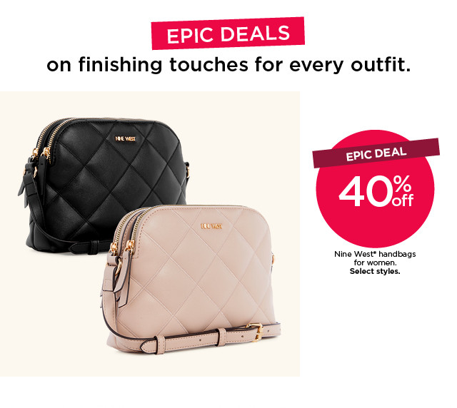 epic deal 40% off nine west handbags for women. select styles.