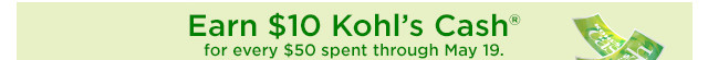 earn $10 kohls cash for every $50 spent.